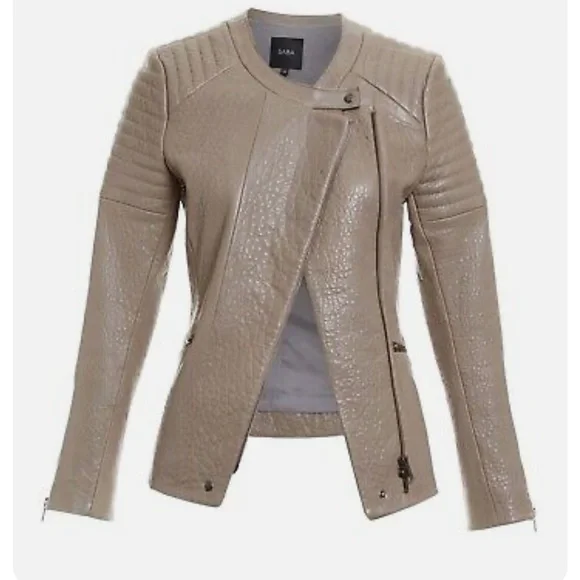 Saba Erica Biker Leather Jacket Size 6 - Picture 1 of 6